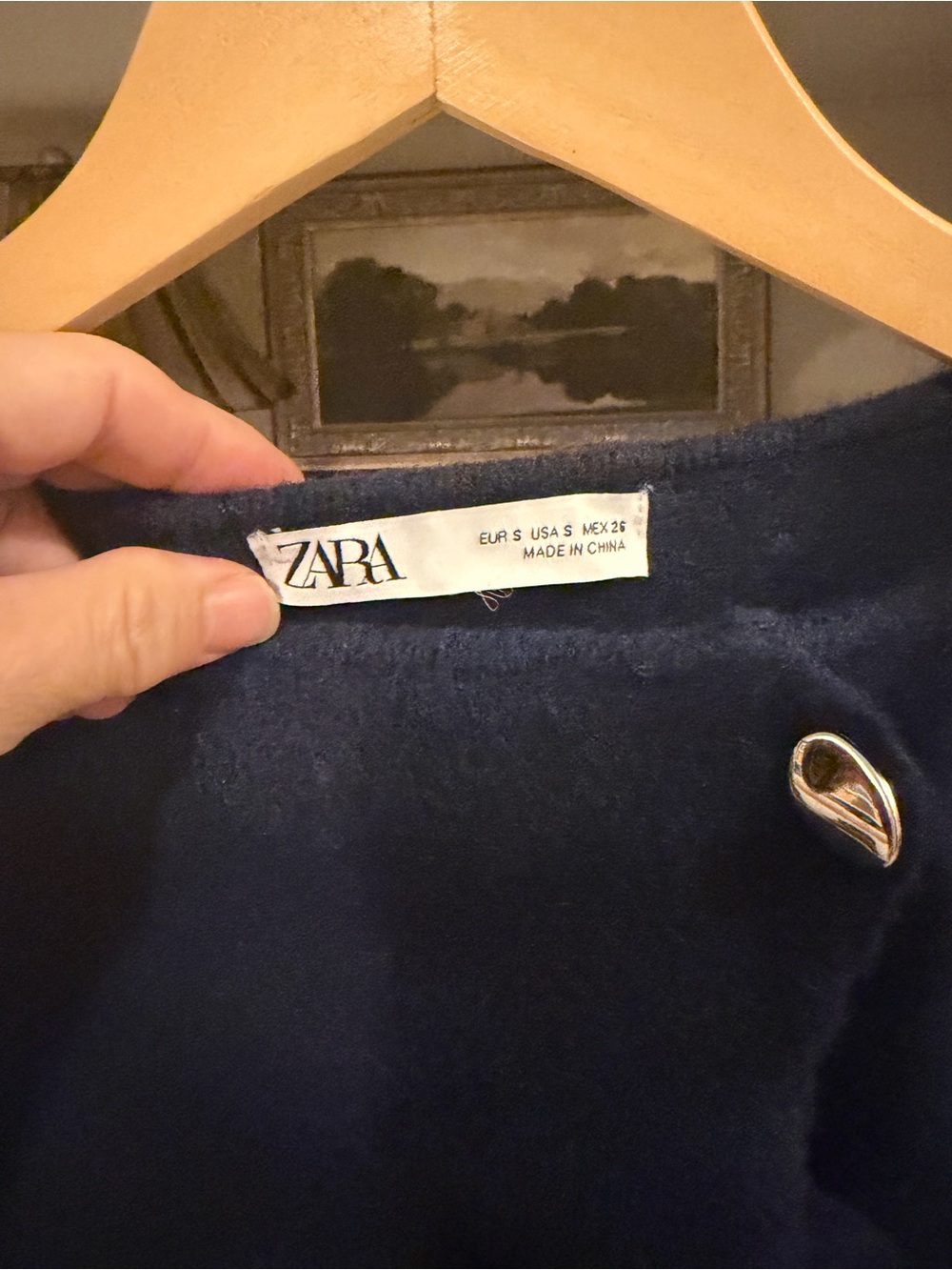 Zara Navy Ruffle-Front Button Cardigan - Picture 3 of 6